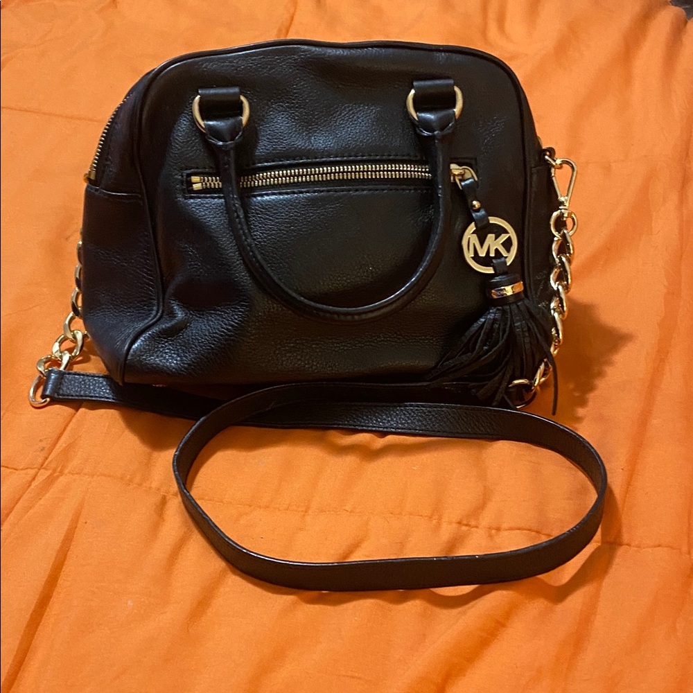 Michael Kors Black Satchel with Gold Accents